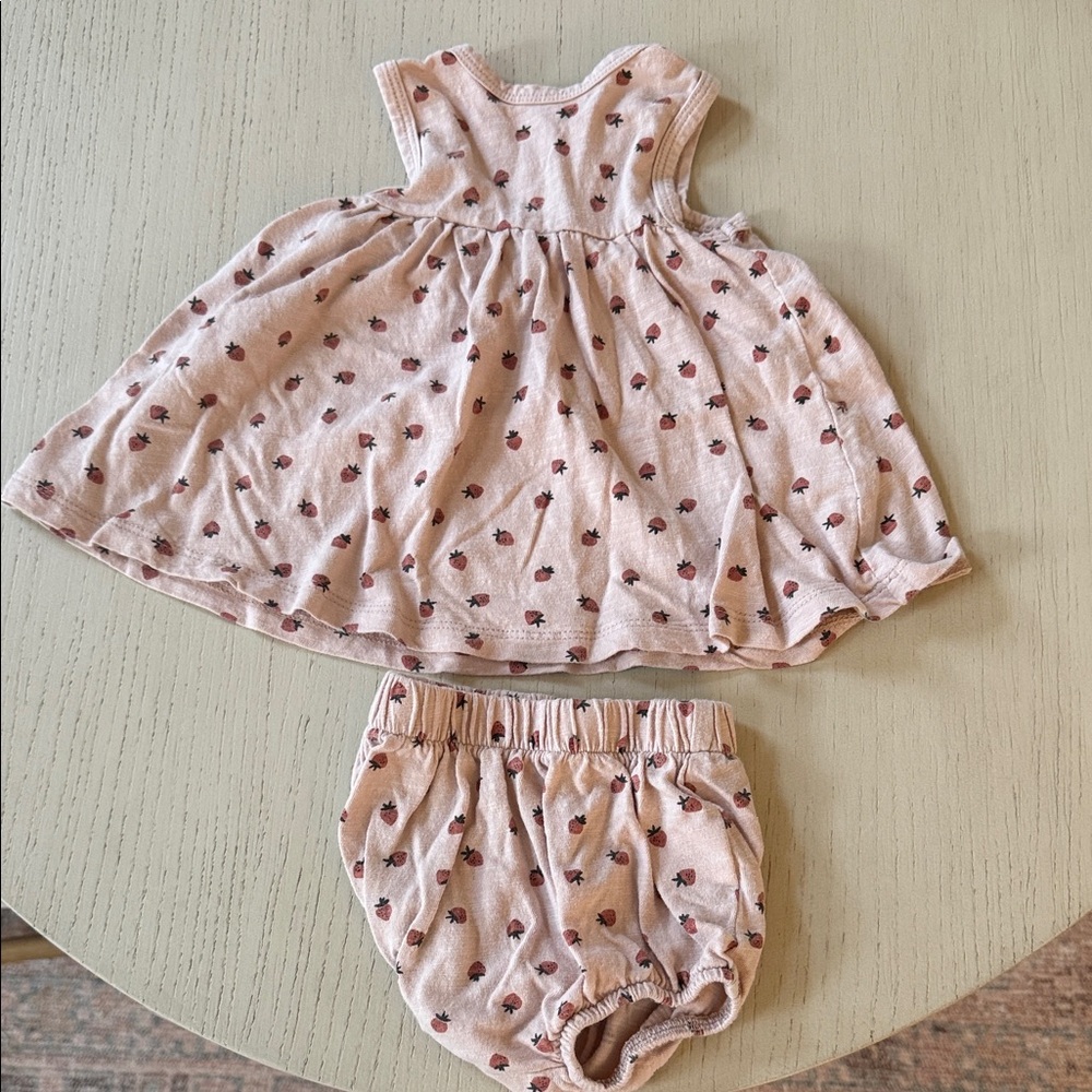 Rylee and Cru strawberry Dress and Bloomers Set